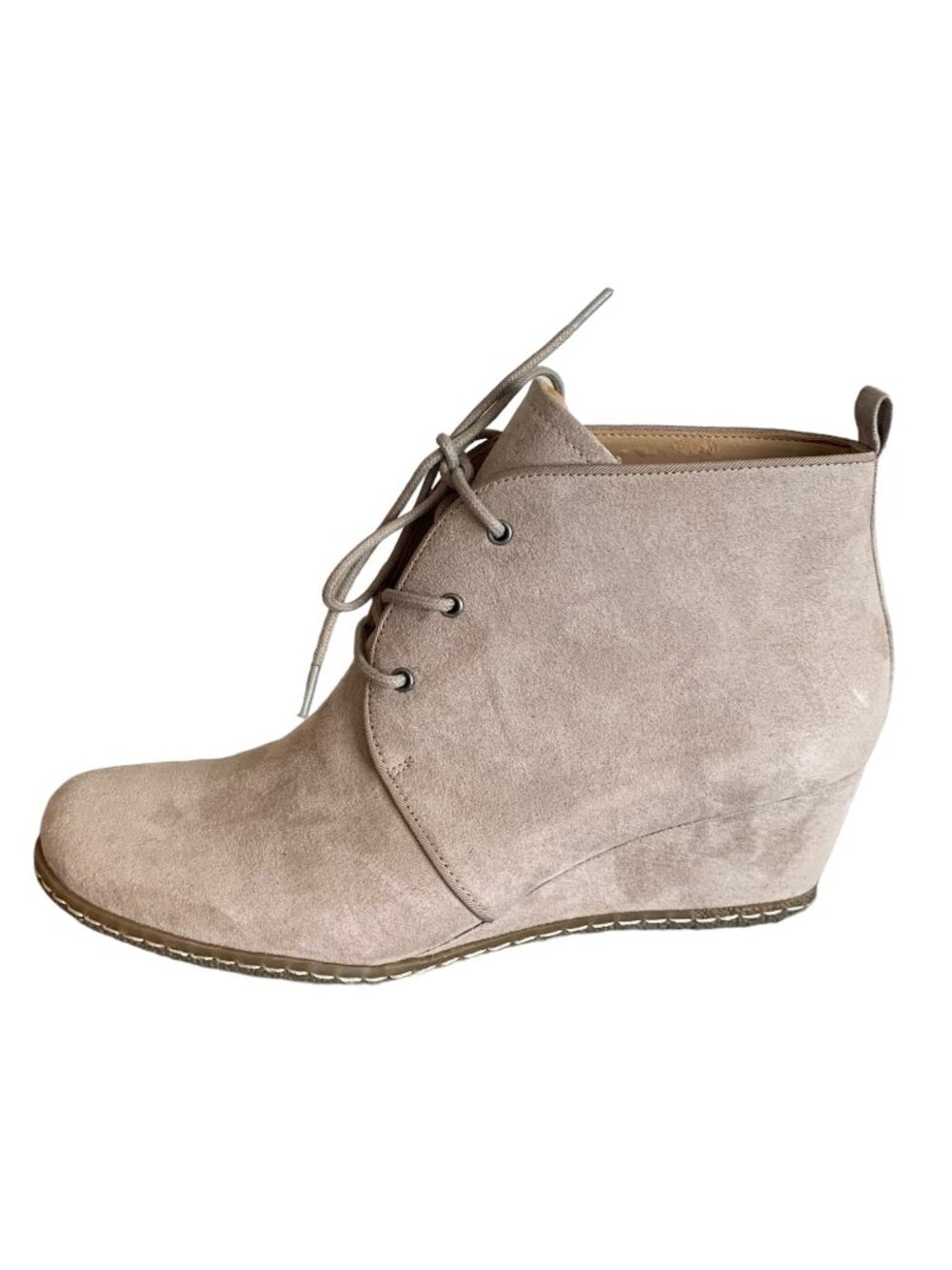 FRANCO SARTO Tan Annabelle Suede Wedge Heel Lace-Up Ankle Boots Size 8.5M